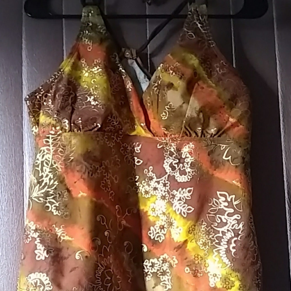 Jeweled orange, brown bathing suit top - Picture 3 of 4